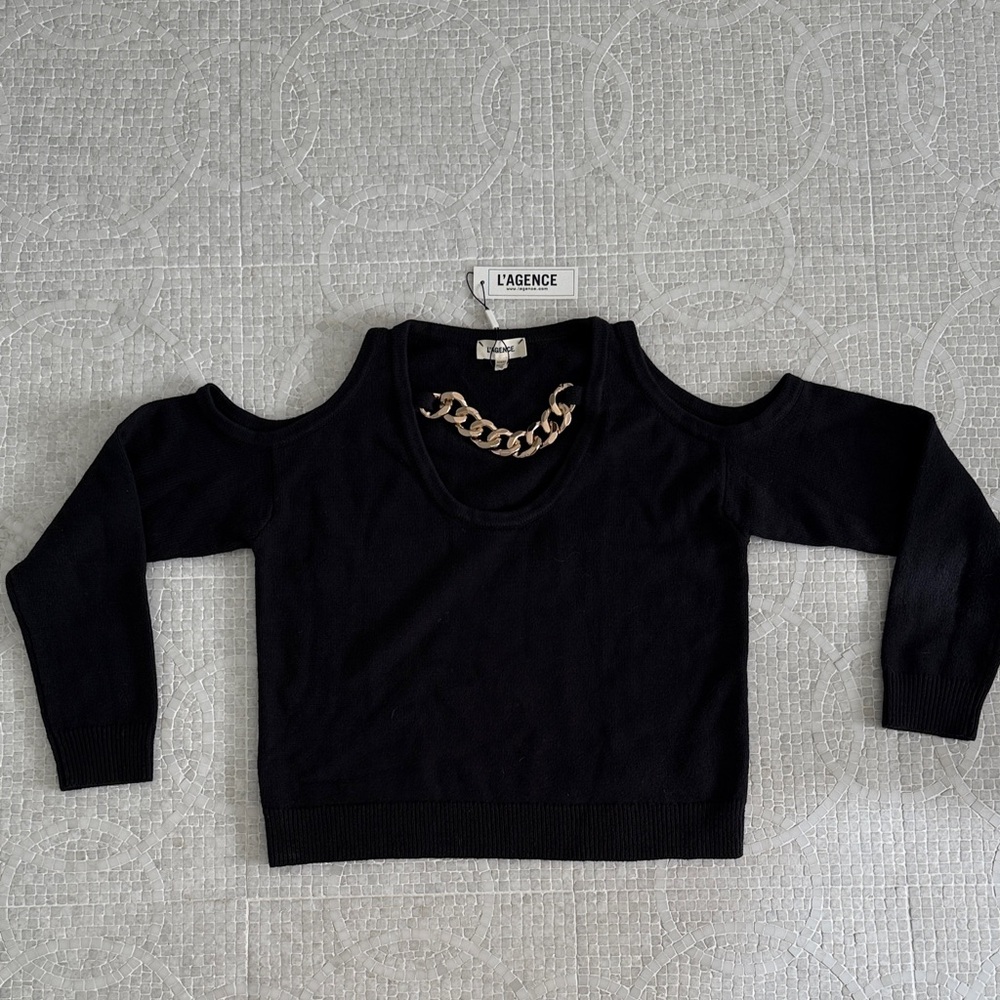 NWT L'AGENCE Black Off-the-Shoulder Sweater